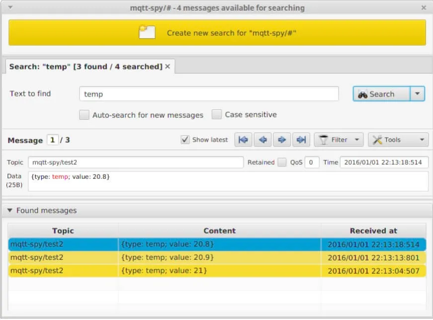 Search results being displayed