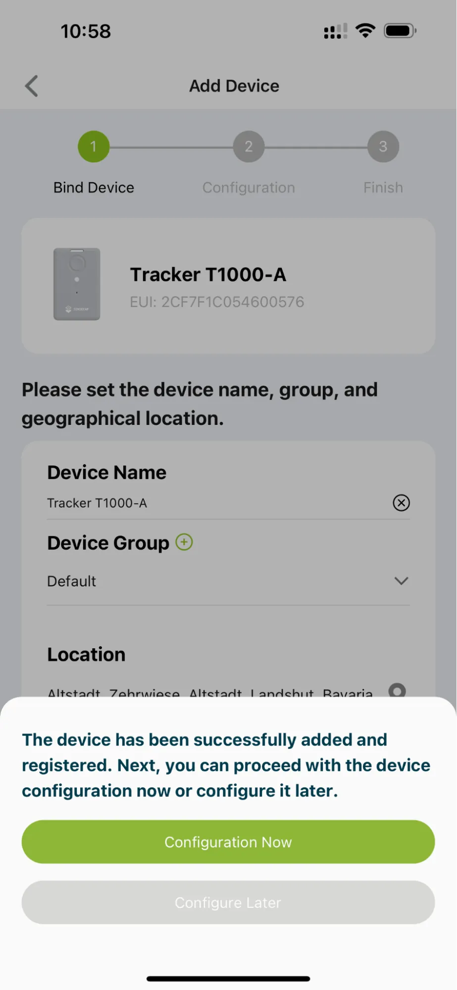 configure the SenseCAP device