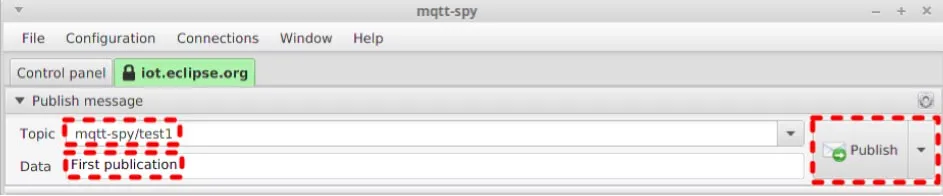 Put your publication topic and the payload you want to send, and click the Publish button.