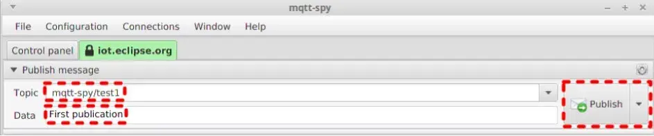 Put your publication topic and the payload you want to send, and click the Publish button.