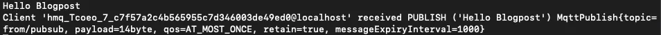 Printed output when disconnecting your subscriber and reconnecting and subscribing again
