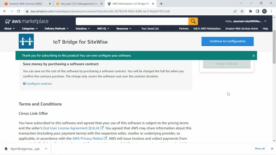 Click on the Continue to Configuration button
