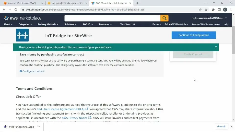 Click on the Continue to Configuration button