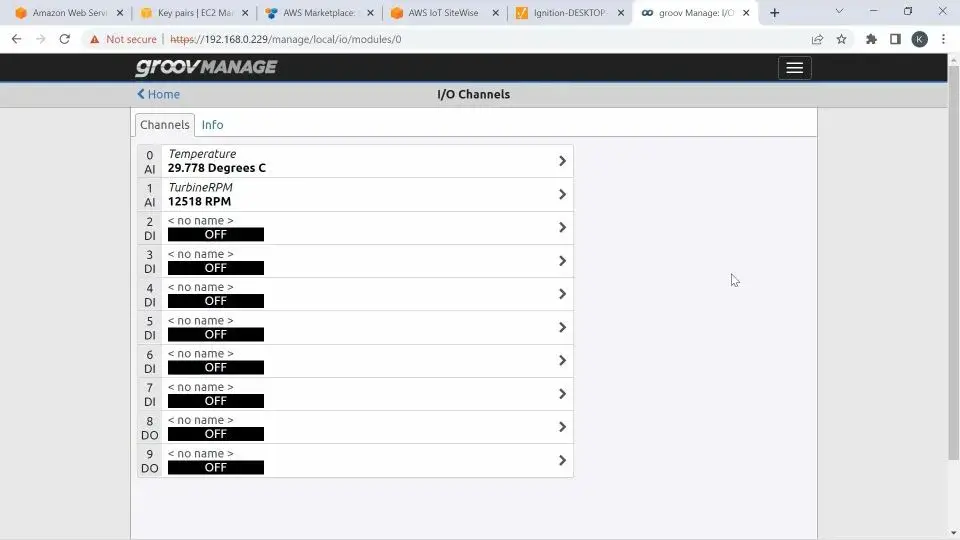 Temperature and Turbine RPM in Groovmanage