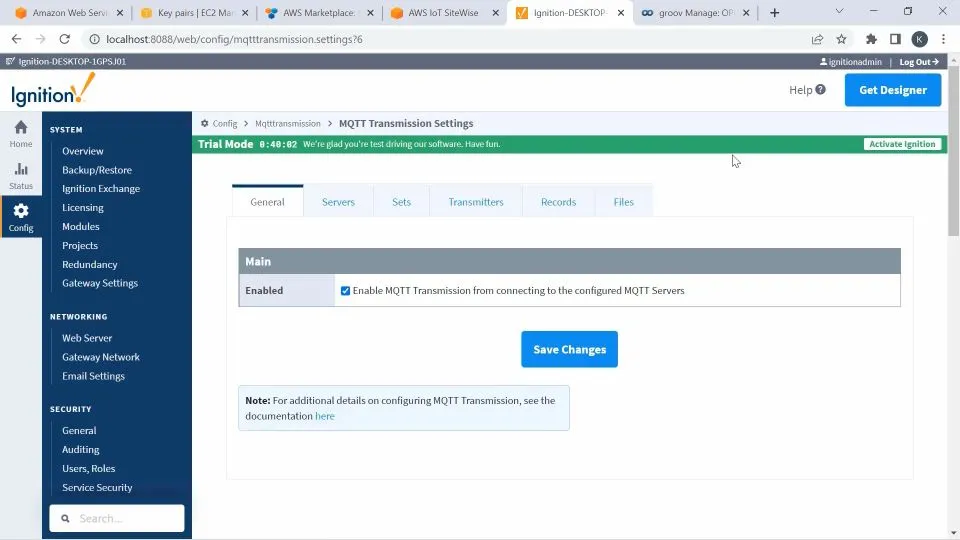 Setting under MQTT Transmission in Ignition