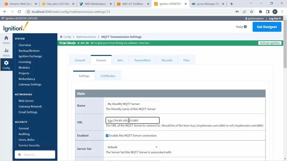 Creating a new Chariot SCADA server