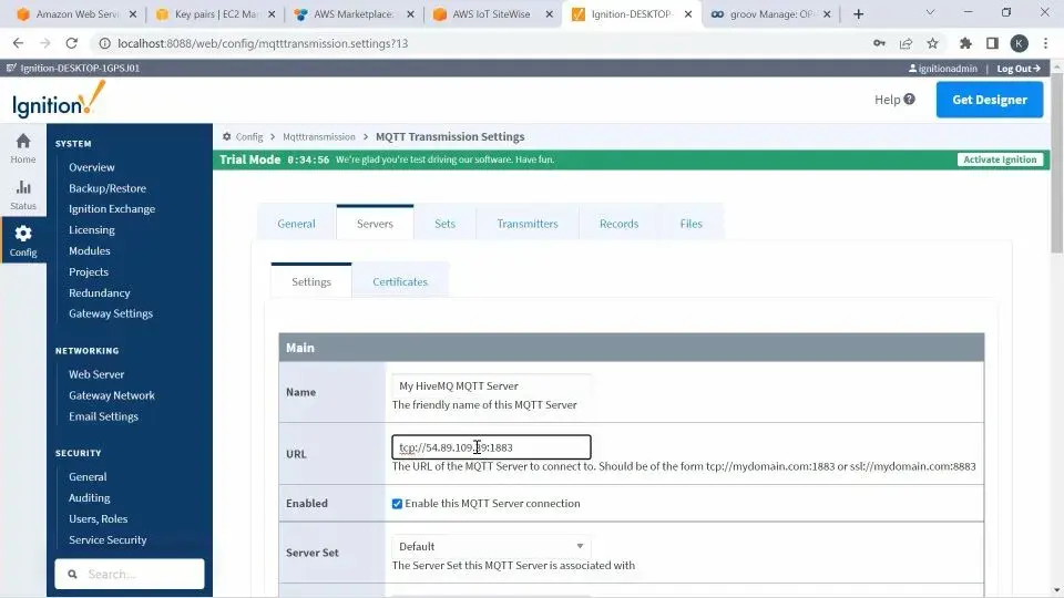 Creating a new Chariot SCADA server