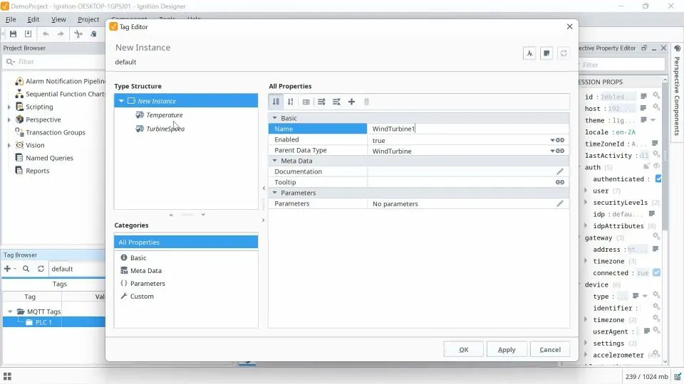 Creating an instance of a Wind Turbine using the UDT