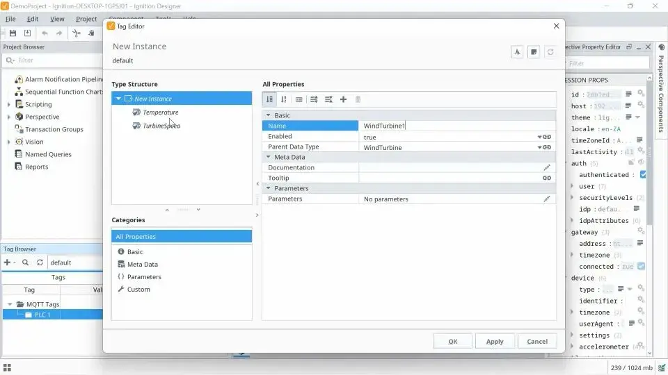 Creating an instance of a Wind Turbine using the UDT