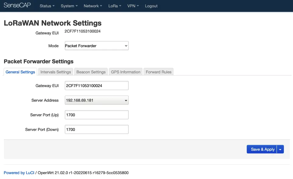 LoRaWAN Network Settings