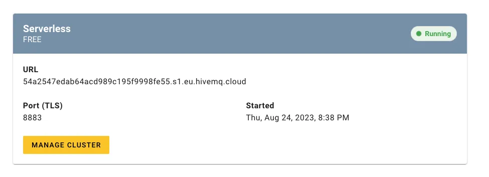 HiveMQ Cloud Serverless Set-up