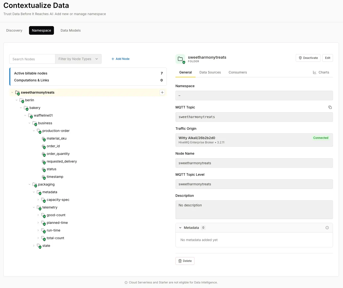 HiveMQ Contextualize settings for configuring MQTT tag history limits